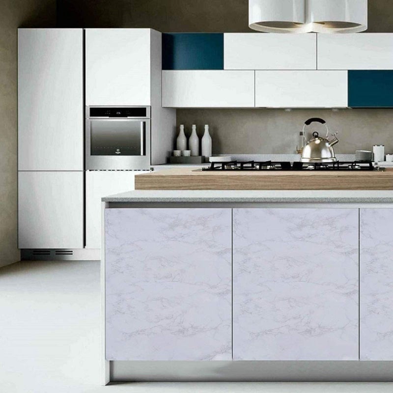 practicalWs Marble Paper Granite Gray/White Roll Kitchen Countertop Cabinet Furniture is Renovated Thick PVC Easy to Remove Without Leaving Glue Upgrade 17.71" x 196.8" - Image 5